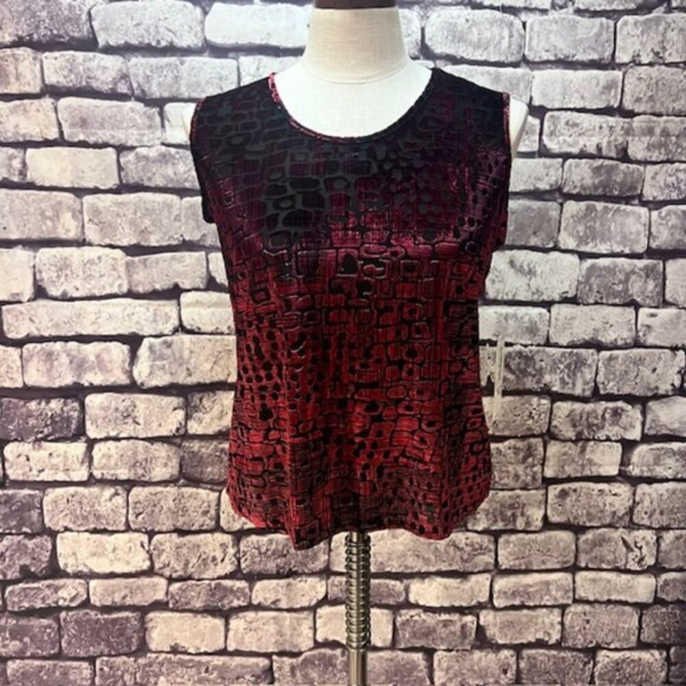 Tan Jay NWT Red & Black Scoop Neck Sleeveless Blouse Size PS